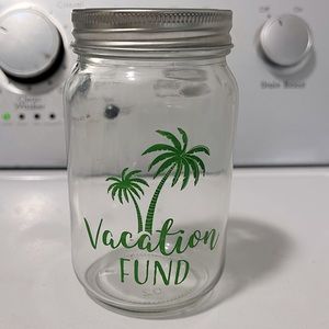 Vacation Fund glass jar with lid